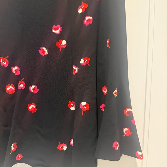 Kate Spade Skirt The Rules Black Pink Floral Ruffle A-Line Skirt Women's - Picture 6 of 7